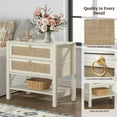 thumbnail image 6 of SICOTAS White Nightstand for Small Spaces, Rattan Night Stands with 2 Drawers and Storage Shelf , Boho Bedside Table End Table for Bedroom Living Room Hallway, 6 of 10