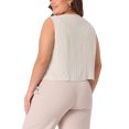 thumbnail image 3 of Agnes Orinda Women's Plus Size Cropped Linen Vest V Neck Sleeveless Button Down Business Casual Top 1X Beige, 3 of 6