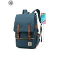 thumbnail image 2 of Luxtrada Vintage Laptop Backpack for Women Men, School College Backpack Travel Backpack with USB Charging Port Fashion Backpack (Dark Blue), 2 of 8