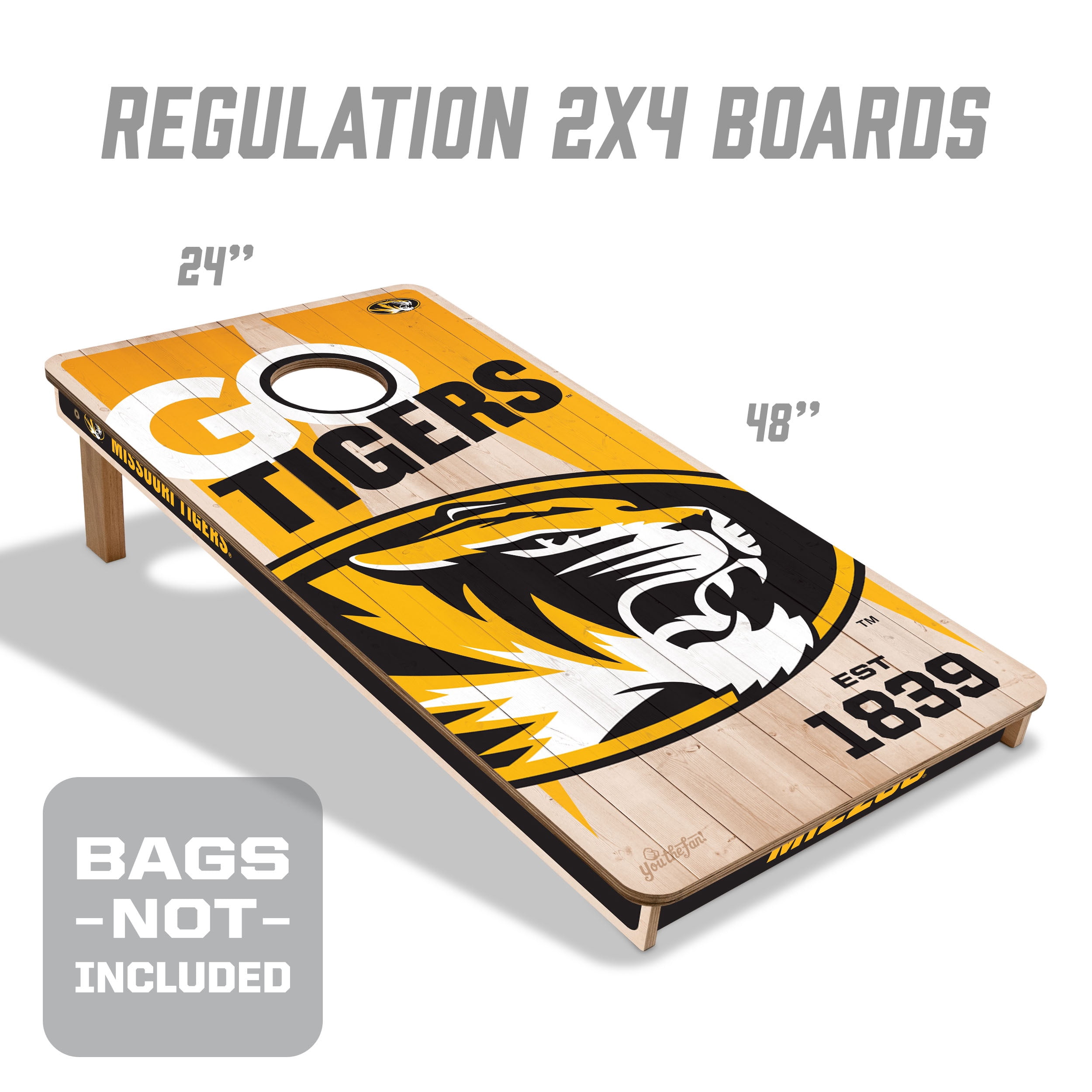 YouTheFan NCAA Missouri Tigers 2' x 4' Cornhole Game No Bags
