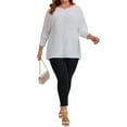 thumbnail image 6 of Agnes Orinda Women's Plus Size Chiffon Tops Batwing Ruffle Long Sleeve Casual Loose Shirts Blouses 4X White, 6 of 7