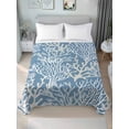 thumbnail image 4 of Blue Coral Coastal Flat Sheets Only King Size, Soft Breathable Bed Top Sheets for Mattress, Ocean Nautical Seaside Beach Luxury Bedding Flat Sheets for Home Hotel Bedroom Bed Protection, 4 of 9