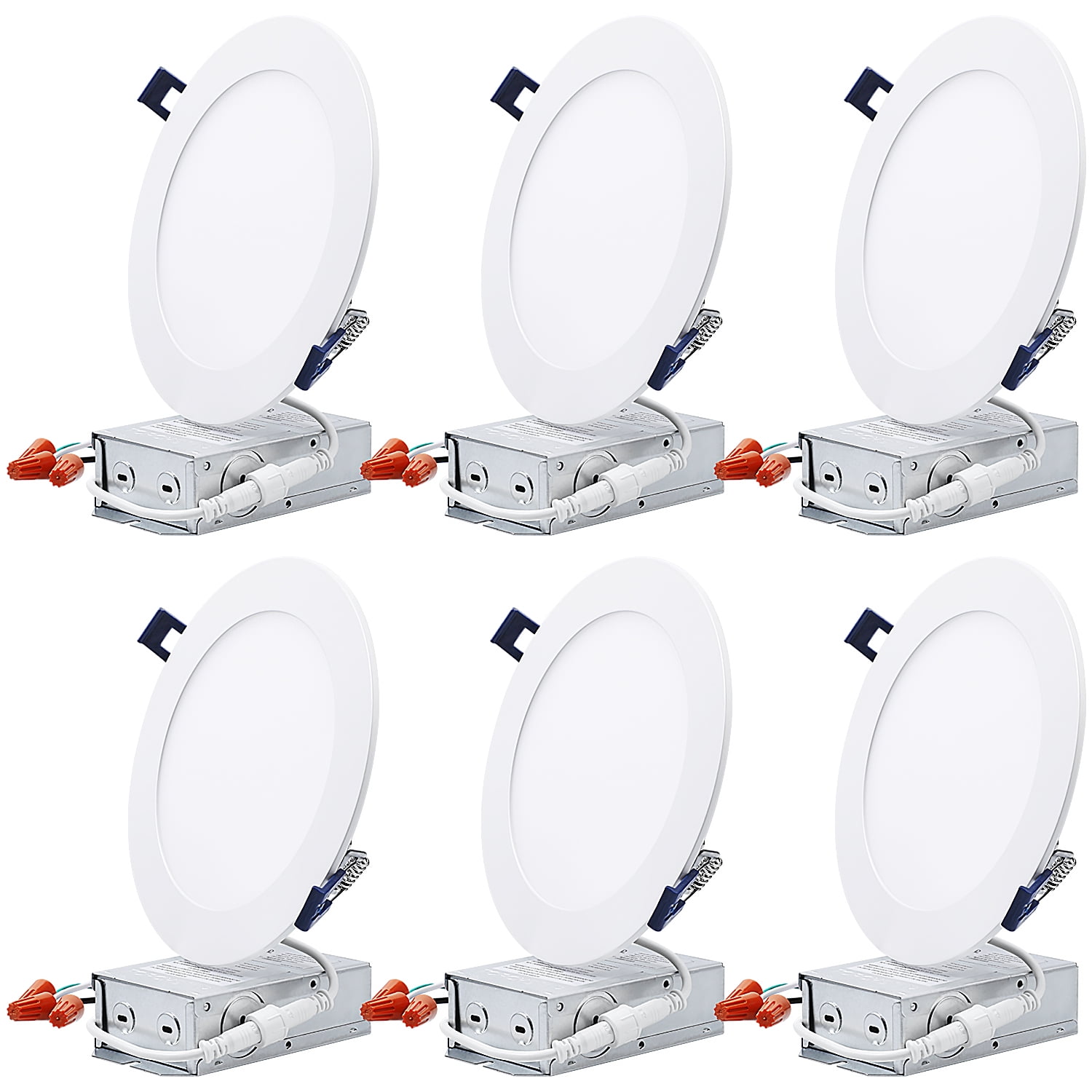 TORCHSTAR 6Pack 6 Inch Slim LED Recessed Downlight with Jbox, 13.5W
