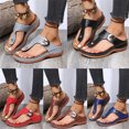thumbnail image 2 of Femmes PU Cuir Coins Sandales Strass Tongs Anti-Dérapant Confortable Été Plage Marche, 2 of 6