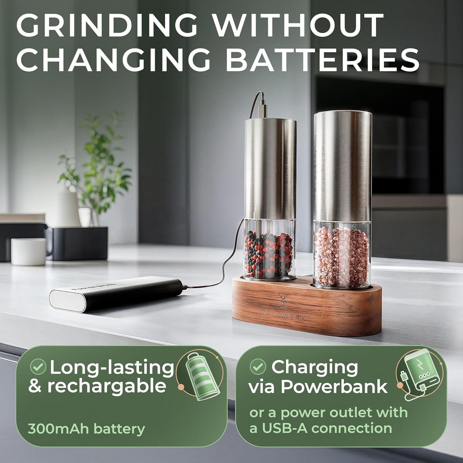 Electric Salt and Pepper Grinder Set
