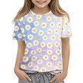 thumbnail image 3 of Cute Summer Tops for Girls Size 7-8 Soft Casual Short Sleeve Crew Neck Girls Shirts Funny Daisy Graphic T-Shirts Girls Clothes Tunic Tops Purple 7-8 Years, 3 of 6