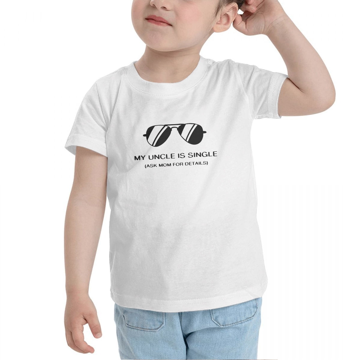 Cute Rascals Toddler T-Shirt 'My Uncle Is Single Ask Mom For Details' - 100% Cotton, Funny Uncle Graphic Tee