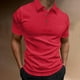 thumbnail image 1 of Blusa y camisa de manga corta con cuello vuelto para hombre, informal, de verano, con bloques de color, de manga corta, con solapa y media cremallera, de poliéster., 1 of 7