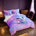 thumbnail image 2 of Manfei Cute Dragon Animals 7-Piece King Bedding,Kawaii Wildlife King Bed in a Bag,Purple Blue,Colorful Stars Reversible, 2 of 6