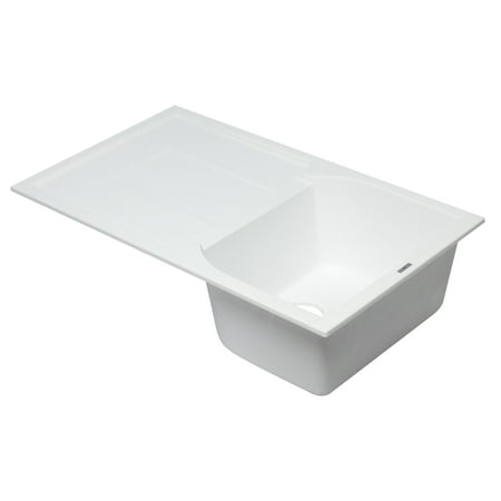 ALFI brand AB1620DI-W White Granite Composite Kitchen Sink with (Best Way To Clean Granite Composite Sink)