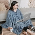 thumbnail image 5 of PAVILIA Fleece Poncho Blanket for Women |  Wearable Blanket Gift, Warm TV Shawl Sweater Cape with Pom Pom Fringe and Pockets, Cozy Gifts for Women (Dusty Blue), 5 of 7