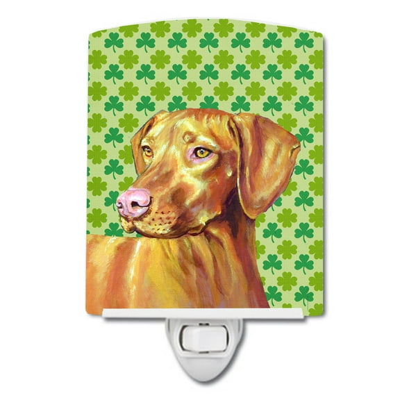 Caroline's Treasures LH9190CNL Vizsla St. Patrick's Day Shamrock Portrait Ceramic Night Light, 6x4x3", multicolor