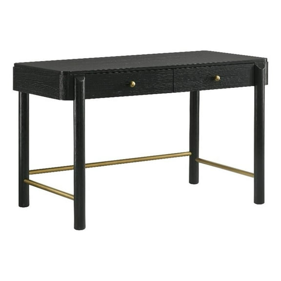 Pemberly Row Coastal 2-drawer Wood Vanity Desk Makeup Table Black
