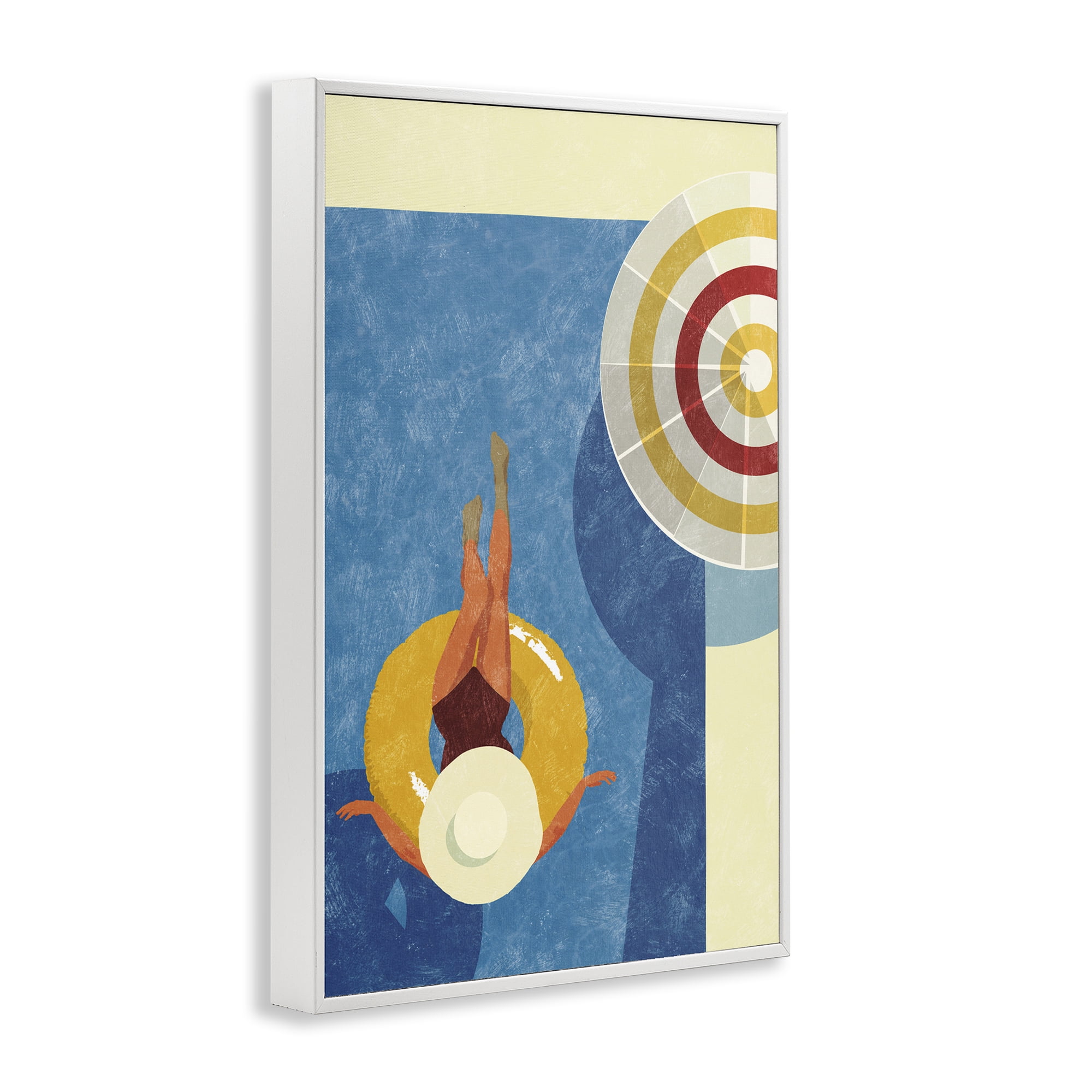 Stupell Industries Relaxing on Pool Float Novelty Painting White Framed Art Print Wall Art, 20 x 30