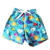 Azul Baby Boys Blue Multi Color Happy Fish Print Swimwear Trunks