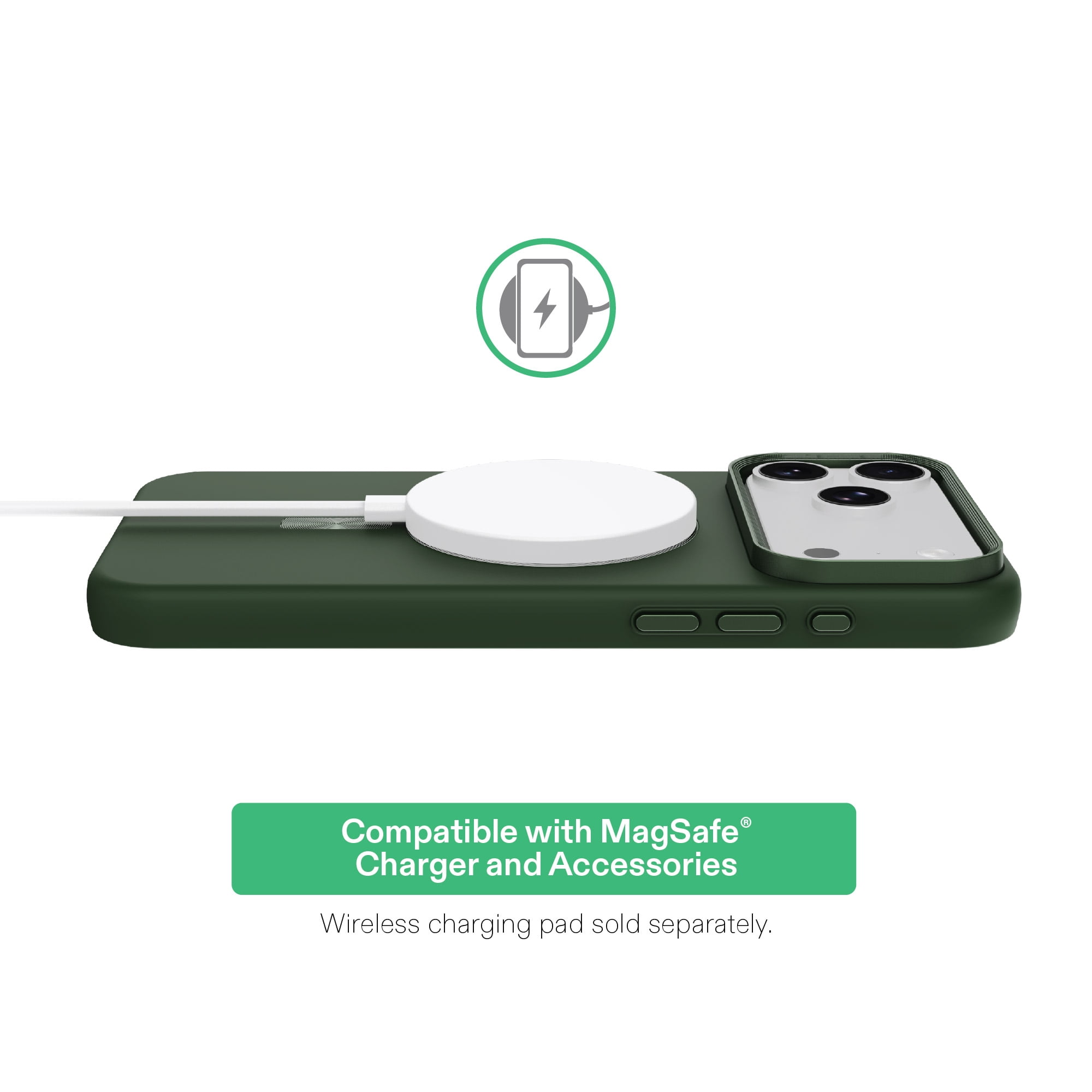 onn Soft Touch Phone Case for iPhone 18 Pro Max / 17 Pro Max, MagSafe Compatible - Forest Green