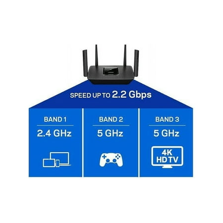 Linksys - AC2200 Tri-Band Mesh WiFi 5 Router - Black