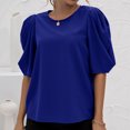 thumbnail image 5 of Fesfesfes T Shirts for Women Fashion Women's Summer Round-Neck Short Sleeve Solid Casual Pullove Blouses Tops Winter Tops 12(XXL), 5 of 8