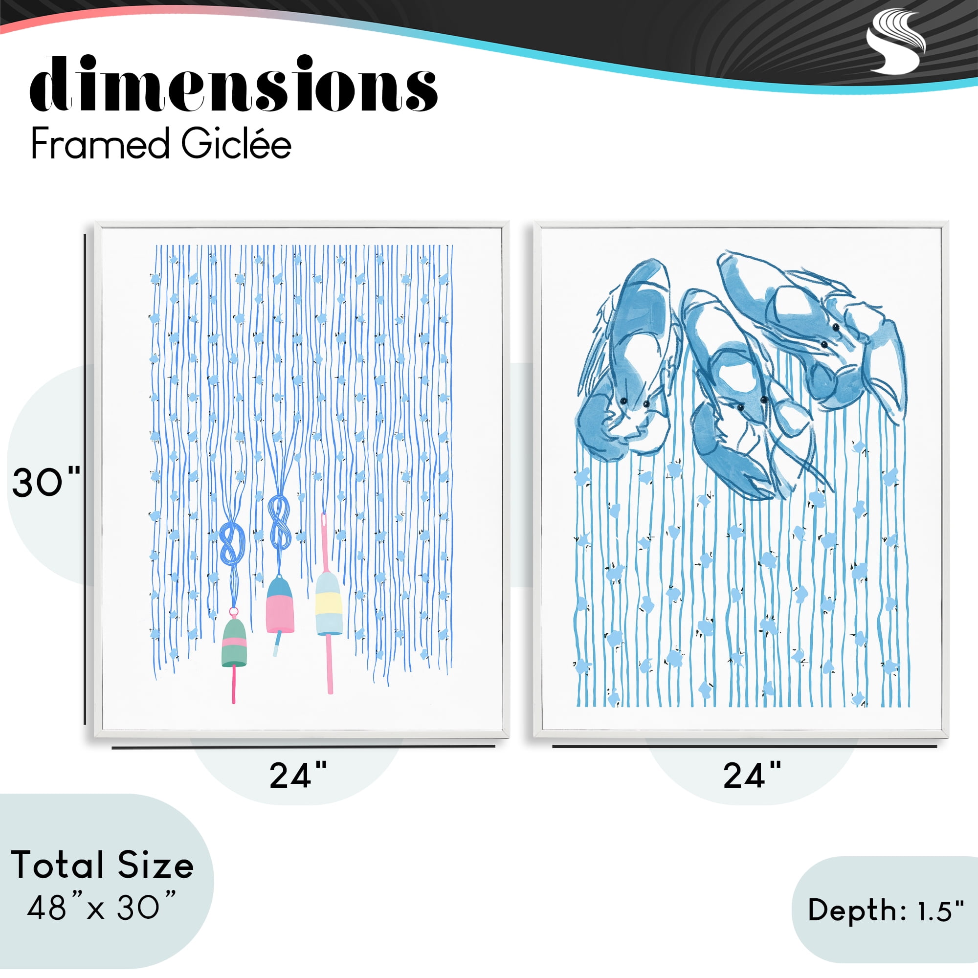Stupell Industries Nautical Buoys & Lobsters 2 Piece White Framed Giclee Art Set, design by Melissa Tilley