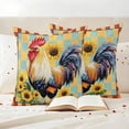 thumbnail image 3 of Sunflower Rooster Pillow Covers 2 Pack Farmhouse Animals Pastoral Yellow Floral Plaid Pillowcase Waterproof Outdoor Throw Pillow Cover for Patio Garden Square Cushion 20”x20”, 3 of 9
