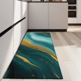 thumbnail image 4 of Teal Gold Marble Pattern Kitchen Rug Mat,Kitchen Runner Rugs Non Skid Washable,Decorative Kitchen Floor Mats for Kitchen,Sink,Laundry,17"X47", 4 of 5