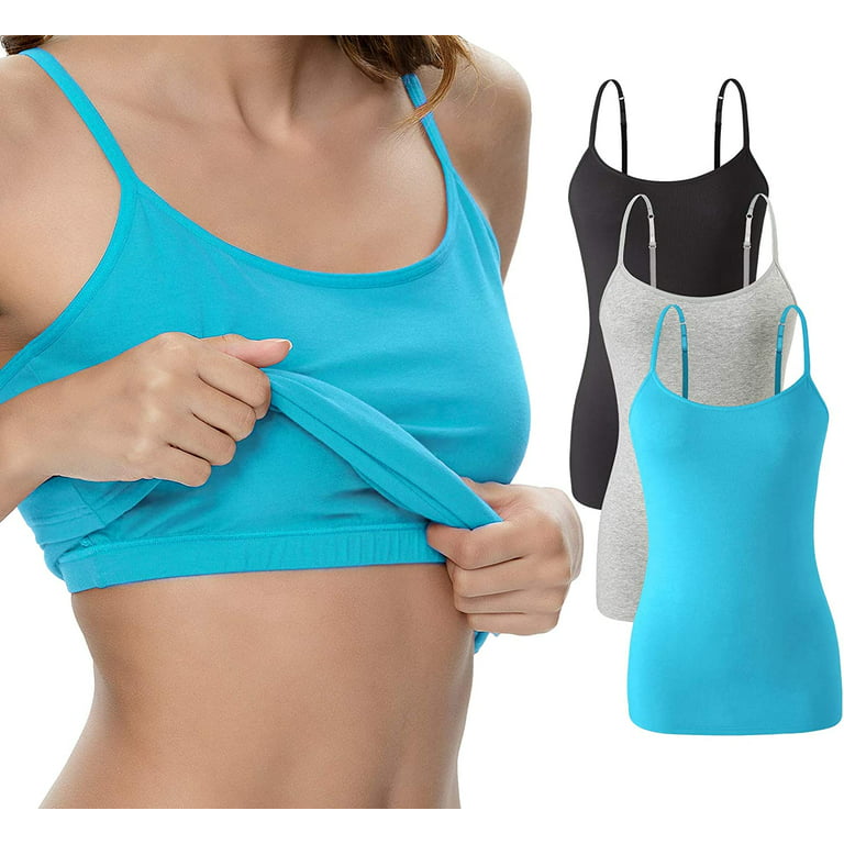 Vislivin Womens Cotton Camisole Adjustable Strap Tank Tops with Shelf Bra  Stretch Undershirts 