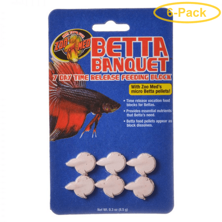 Fish Aquatic Feeder - Zoo Med Aquatic Betta Banquet - 7 Day Betta Feeder .3 oz (6 Pack) - Pack of 6