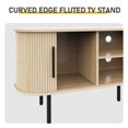 thumbnail image 3 of Hassch Modern TV Stand with 2 Doors and Storage, 58" Media Console Table for TVs up to 65", Entertainment Center for Living Room, Bedroom, Oak Color, 3 of 7