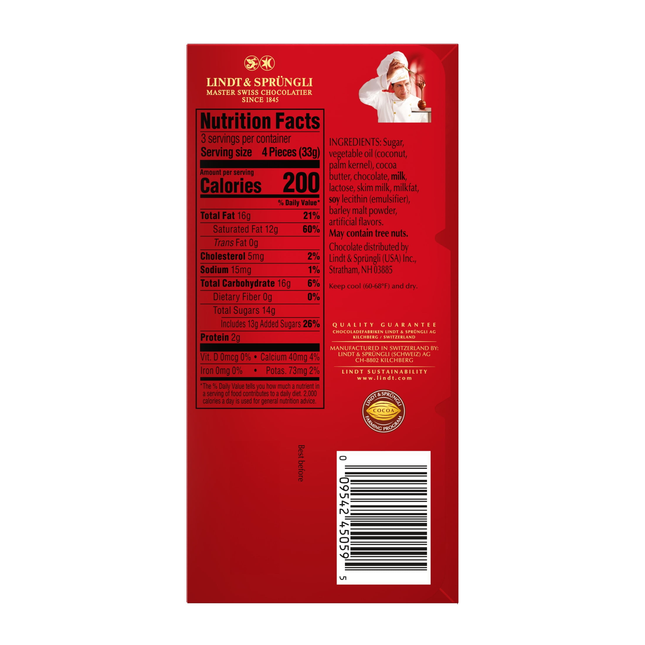 (2 pack) Lindt Lindor Milk Chocolate Truffle Candy Bar, 3.5 oz.