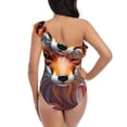 thumbnail image 5 of Sikiie Color Splash Fox Portrait Print Women One Piece Swimsuits Tummy Control One Shoulder Bathing Suits Ruffle Swimwear, From S to XXL-XX-Large, 5 of 6