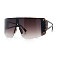 thumbnail image 5 of Womens Oversized Shield Curved Wrap Flat Top Half Rim Plastic Sunglasses Tortoise - Brown, 5 of 8