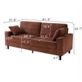 thumbnail image 3 of CQSXDA 81.8 Inch 2-Seater Corduroy Loveseat Sofa with Iron and Wood Frame, Square Armrests for Living Room or Apartment, Orange, 3 of 11