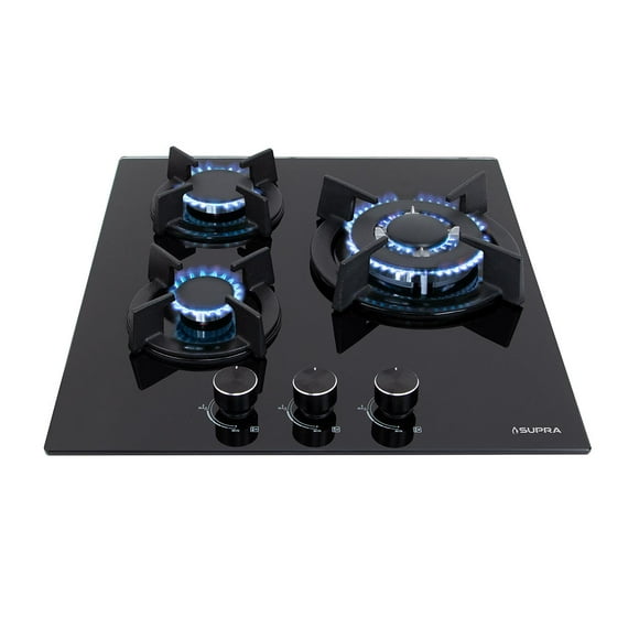 Parrilla Supra de 3 quemadores en cristal templado de 45 cm