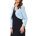 thumbnail image 4 of INSPIRE CHIC Women's Shrugs Evening Velvet Gilding Long Sleeve Open Front Elegant Cocktail Bolero M Light Blue, 4 of 6