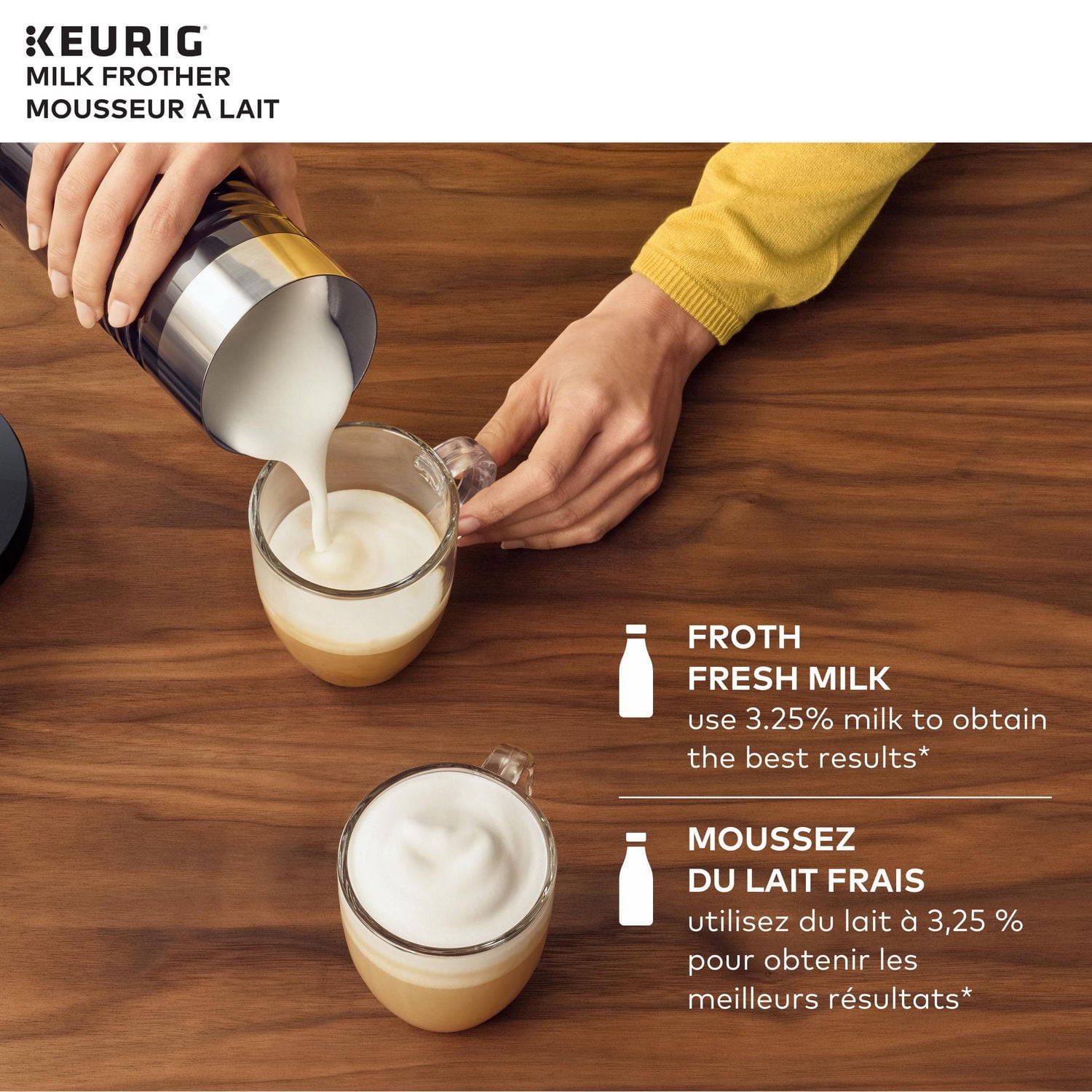 Keurig Milk Frother For Lattes And Cappuccinos, Features Hot And Cold Function, Froth cold or hot beverages