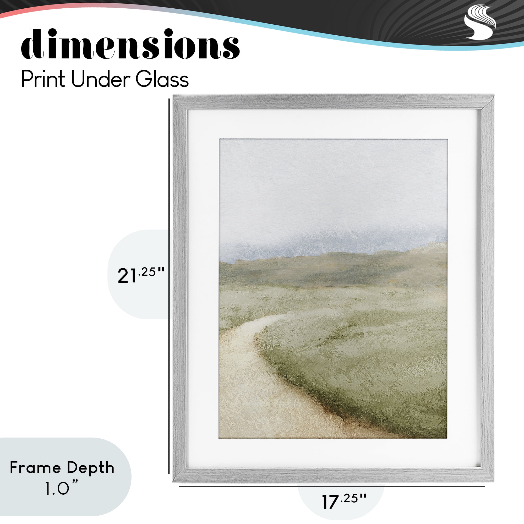Stupell Industries Green Pasture Quiet Landscape Gray Framed Print Under Glass, design by Michael Marcon