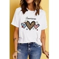 thumbnail image 1 of ABPHQTO Top de manga corta estampado con forma de corazón de leopardo con bandera americana blanca para mujer, 1 of 5