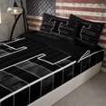 thumbnail image 3 of Meiyoeat Vintage American Flag Letter T Zipper Twin Comforter Sets with Fitted Sheet and 2 Pillowcases for Men Kids, Bold Initial Zipper Bedding Set, Black Gray White,4-Piece,Black Reversible, 3 of 6