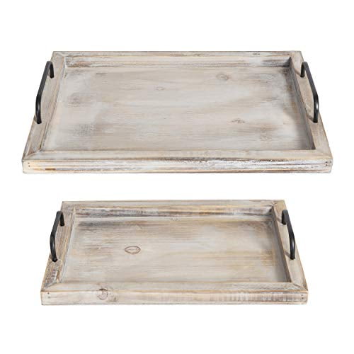 Set of 2 Wooden Serving Tray Dollhouse Miniature Display Food