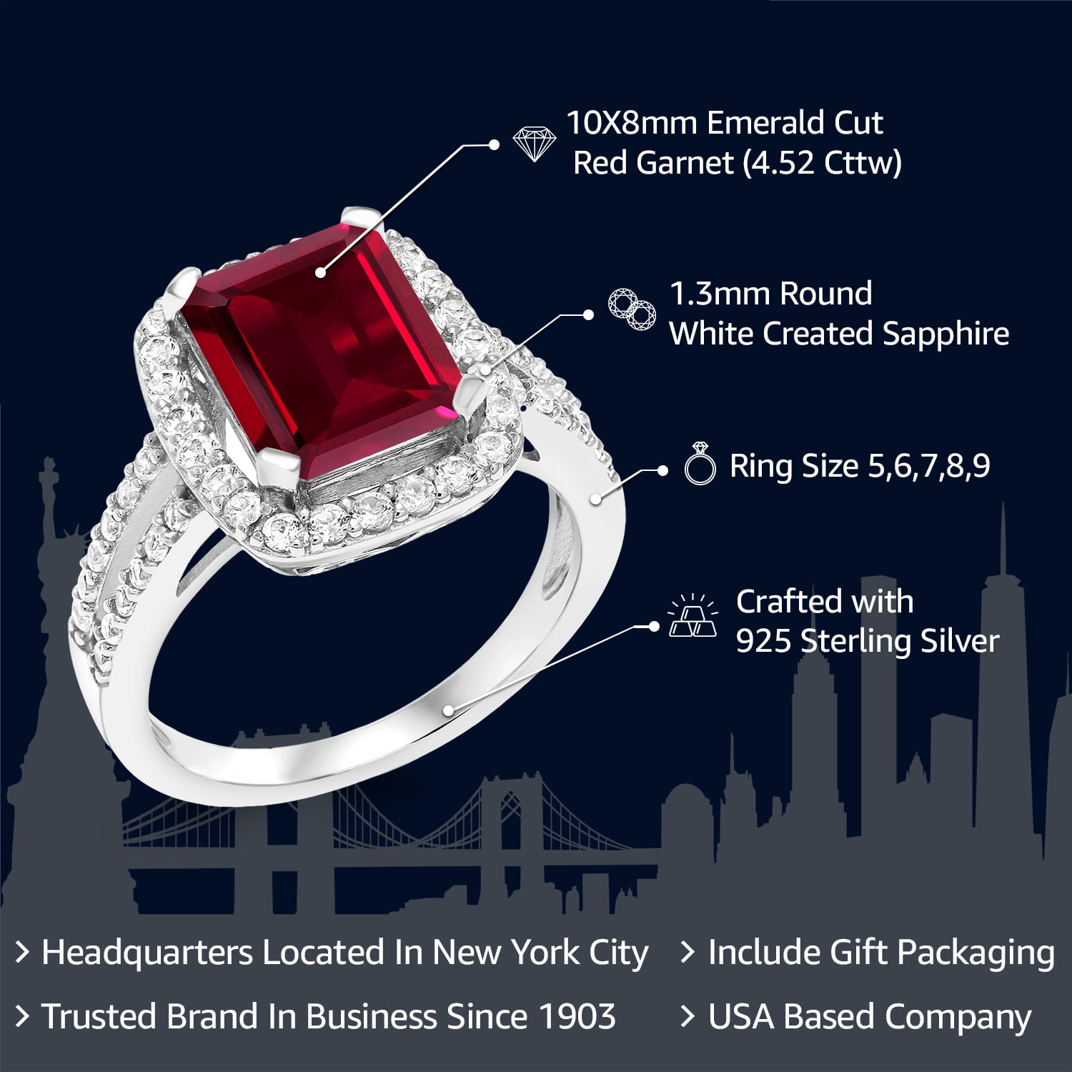 Gem Stone King Sterling Silver Amethyst & Garnet Wedding Band - 0.89 Ct, Round 3.5mm, February Birthstone, Sizes 5-9