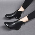 thumbnail image 4 of Black Women Round Toe Boots Low Heel Flat Sole Comfortable For Fall Winter Outfits, 4 of 5