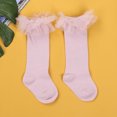 thumbnail image 3 of ITFABS Girl Solid Color Tube Socks, Anti-slip Warm Calf Sock with Mesh Ruffle, 3 of 8