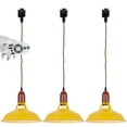 thumbnail image 1 of FSLiving J Type Track Light Pendants Exterior Yellow, Interior White Macaron Shade Modern Wooden Socket Remote Control, Dimmable Warmth Bulbs Track Mount Decorate for Kitchen Island Customizable, 1 of 9