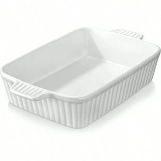 Sweejar Home Keramische bakvormen, rechthoekige bakvorm, lasagnepannen voor koken, keuken, cakediner, banket en dagelijks gebruik, 30 x 20 x 7 cm ovenschotels (wit