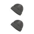 thumbnail image 4 of Qarigey Gorros de punto de otoño, gorro informal de lana, bonitos sombreros de protección, jersey elástico informal, Hip Hop, hombres fríos, esquí, gris oscuro 2piezas Qarigey CBP265728, 4 of 5