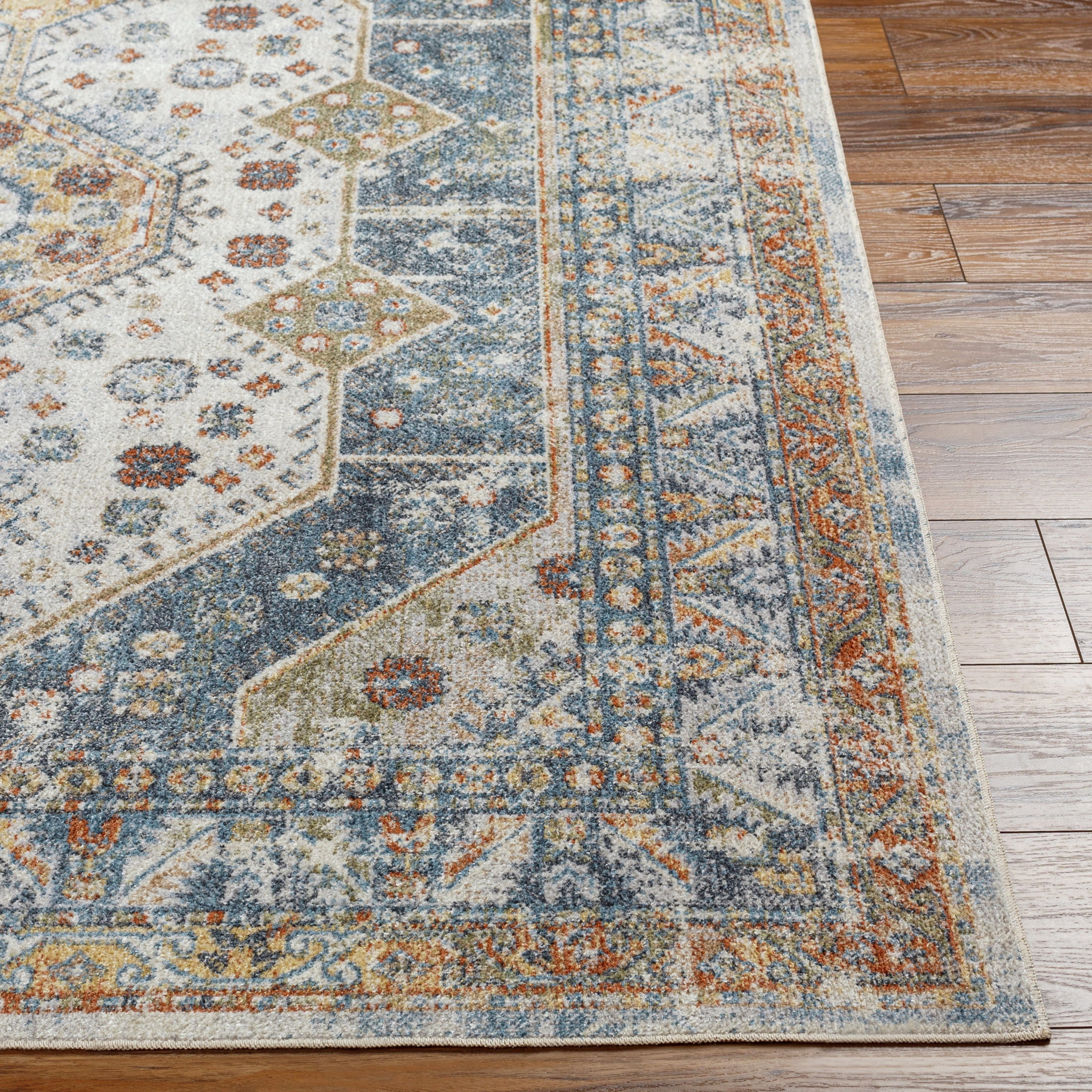 Livabliss Washable Rugs for Living Room, 7x9 Lillian Traditional Oatmeal Area Rug, Bedroom Dining Room Home Decor Stain Resistant Carpet (6'7" x 9')