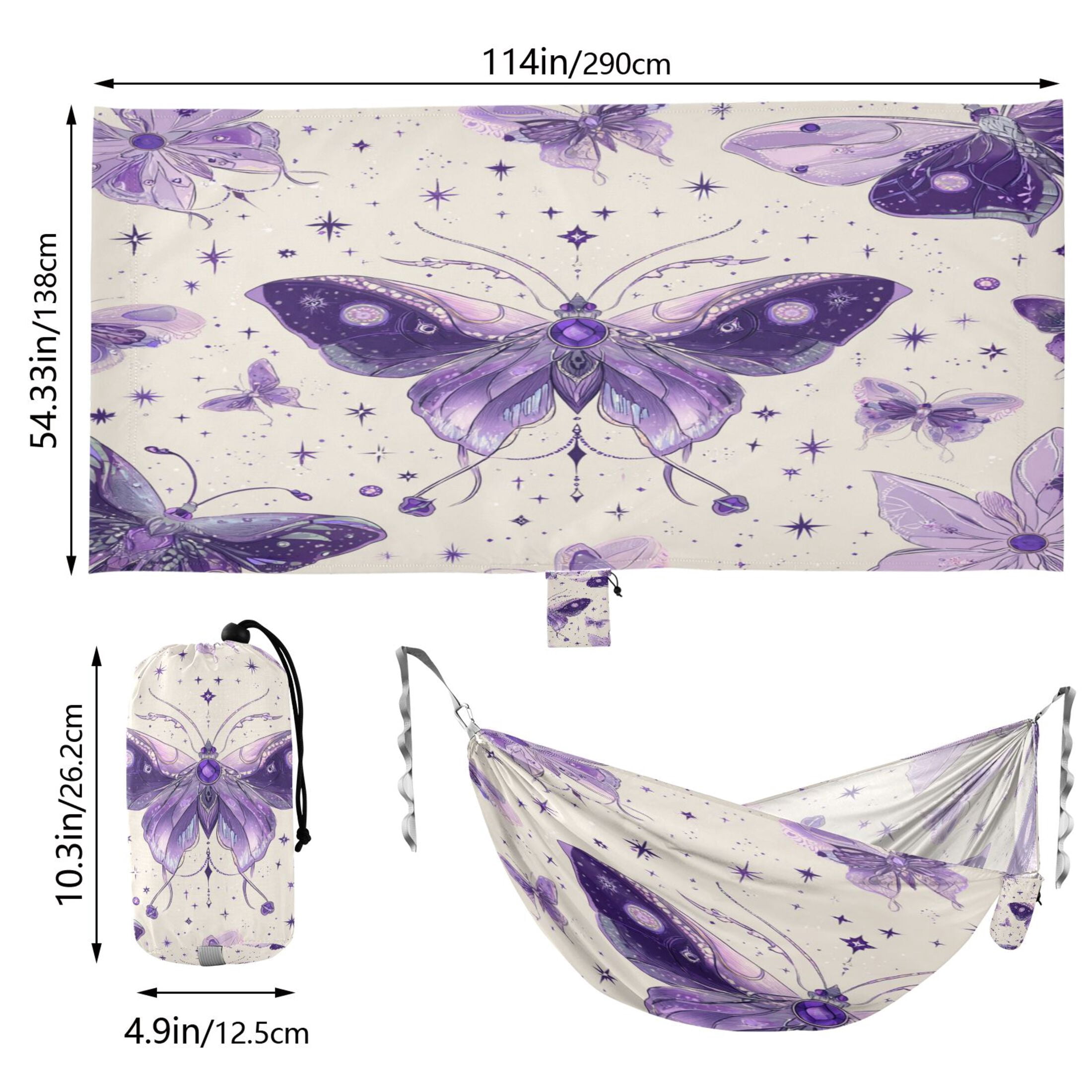 Hammock Camping Hammock Nylon Portable Hammock Travel Camping Hammock Beautiful Purple Butterflies