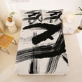 thumbnail image 5 of Erosebridal Abstract Geometric Stripes Queen Sheet Sets,Black Lines Bed Set For Men Women 4pcs, 5 of 6