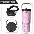 thumbnail image 4 of 30oz Handheld Travel Tumbler with Handle – Double Wall Stainless Steel Insulated Cup, Flip Straw Lid, Leak-Proof & BPA-Free for Hot and Cold Drinks – Durable Coffee & Juice Mug Pink, 4 of 7