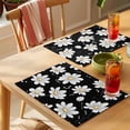 thumbnail image 4 of White Daisy Floral Placemats Set of 8 Spring Summer Flowers Black Place Mats Indoor Wipeable Table Mats Washable Cloth Dining Table Placemats for Kitchen Holiday Party Home Decor 13x19 Inch, 4 of 9